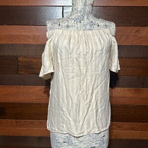 No Brand Tag Off Shoulder Cream and Black Striped Blouse